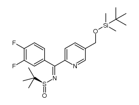 N-[5-({[tert-butyl(dimethyl)silyl]oxy}methyl)pyridin-2-yl](3,4-difluorophenyl)methylidene-2-methylpropane-2-(S)-sulfinamide结构式