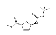 trans-methyl 4-(tert-butoxycarbonyl)aminocyclopent-2-enecarboxylate结构式