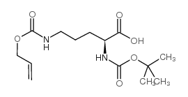 N-叔丁氧羰基-N'-[(烯丙氧基)羰基]-L-鸟氨酸结构式