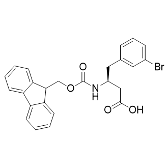 (S)-3-((((9H-芴-9-基)甲氧基)羰基)氨基)-4-(3-溴苯基)丁酸结构式