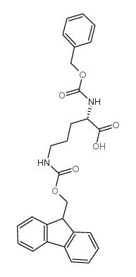 (S)-5-((((9h-芴-9-基)甲氧基)羰基)氨基)-2-(((苄氧基)羰基)氨基)戊酸结构式