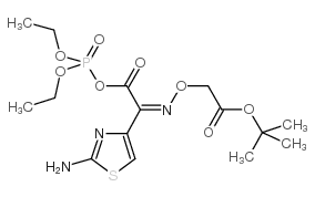 O,O-二乙基磷-(Z)-2-(2-氨基噻唑-4-基)-2-(T-丁氧基羰基甲氧基亚氨基)乙酸酯结构式