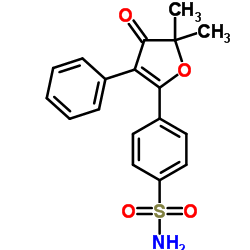 4-(5,5-dimethyl-4-oxo-3-phenyl-4,5-dihydrofuran-2-yl)benzenesulfonamide结构式