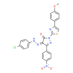 4-[(4-chlorophenyl)hydrazono]-2-[4-(4-methoxyphenyl)-1,3-thiazol-2-yl]-5-(4-nitrophenyl)-2,4-dihydro-3H-pyrazol-3-one structure