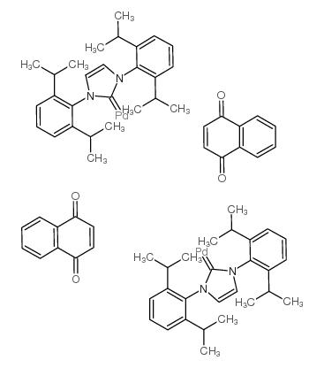 1,3-双(2,6-二异丙苯基)咪唑-2-亚基(1,4-萘醌)钯(0)二聚物结构式