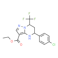 ethyl 5-(4-chlorophenyl)-7-(trifluoromethyl)-4,5,6,7-tetrahydropyrazolo[1,5-a]pyrimidine-3-carboxylate Structure