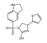 1-(2,3-dihydro-1H-indol-5-ylsulfonyl)-4-thiophen-2-ylimidazolidin-2-one结构式