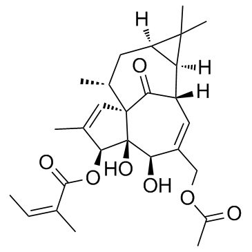 巨大戟醇-3-O-当归酸-20-乙酸酯结构式