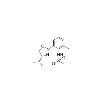 (R)-N-(2-(4-异丙基-4,5-二氢噁唑-2-基)-6-甲基苯基)甲磺酰胺结构式