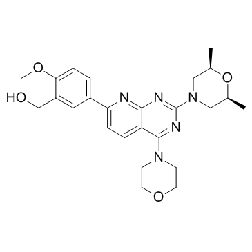 5-[2-[(2R,6S)-2,6-二甲基-4-吗啉基]-4-(4-吗啉基)吡啶并[2,3-d]嘧啶-7-基]-2-甲氧基苯甲醇结构式