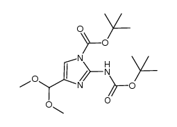 tert-butyl 2-tert-butoxycarbonylamino-4-dimethoxymethyl-1H-imidazol-1-carboxylate结构式