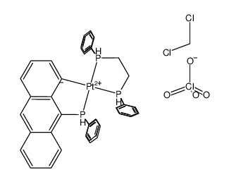 [Pt(1,2-bis(diphenylphosphino)ethane)(9-diphenylphosphinoanthracene(-1H))]ClO4*CH2Cl2结构式