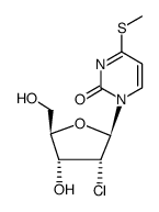 1-(2-chloro-β-D-2-deoxy-ribofuranosyl)-4-methylsulfanyl-1H-pyrimidin-2-one结构式