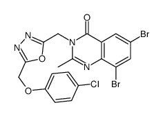 6,8-dibromo-3-[[5-[(4-chlorophenoxy)methyl]-1,3,4-oxadiazol-2-yl]methyl]-2-methylquinazolin-4-one Structure