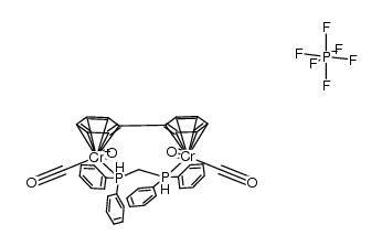 {(biphenyl){Cr(CO)2}2(μ-diphenylphosphinomethane)}PF6 Structure