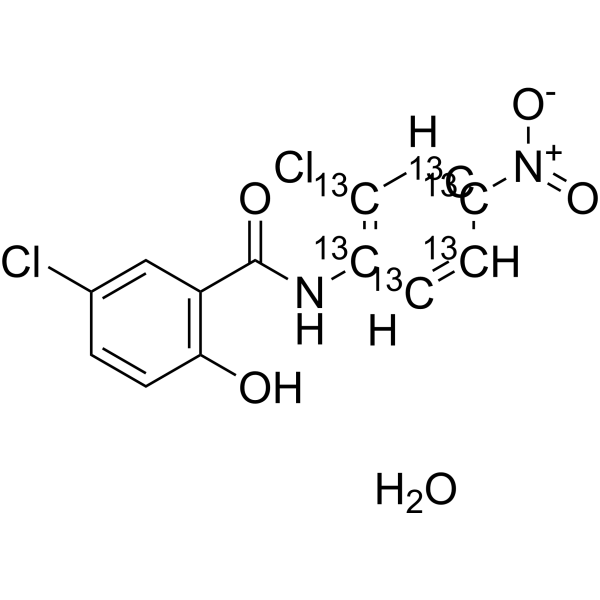 氯硝柳胺一水合物-13C6结构式
