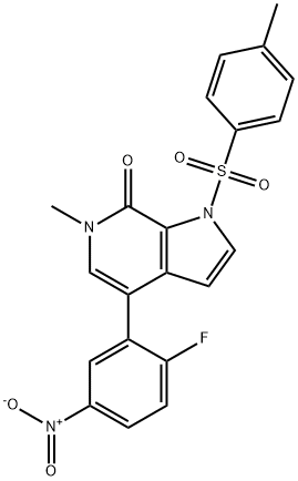 4-(2-氟-5-硝基苯基)-6-甲基-1-甲苯磺酰-1H-吡咯并[2,3-C]吡啶-7(6H)-酮结构式