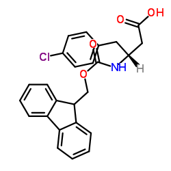 (R)-3-((((9H-芴-9-基)甲氧基)羰基)氨基)-4-(4-氯苯基)丁酸结构式