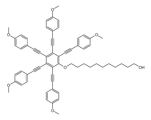 11-[2,3,4,5,6-pentakis[2-(4-methoxyphenyl)ethynyl]phenoxy]undecan-1-ol结构式
