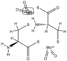bis(cysteinato(2-)-N,O,S)dioxodi-mu-thioxodimolybdate(2-)结构式