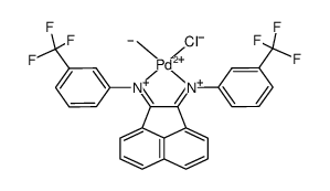 [Pd(CH3)Cl(bis(3-CF3C6H4)acenaphthenequinonediimine)] Structure