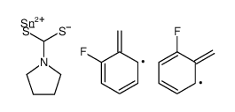 bis[(2-fluorophenyl)methyl]tin(2+),pyrrolidin-1-ylmethanedithiolate Structure