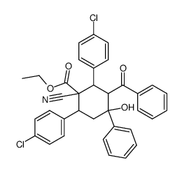ethyl 3-benzoyl-2,6-bis(4-chlorophenyl)-1-cyano-4-hydroxy-4-phenylcyclohexane-1-carboxylate结构式