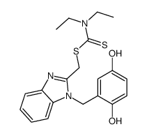 [1-[(2,5-dihydroxyphenyl)methyl]benzimidazol-2-yl]methyl N,N-diethylcarbamodithioate结构式
