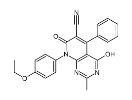 (9CI)-8-(4-乙氧基苯基)-1,4,7,8-四氢-2-甲基-4,7-二氧代-5-苯基吡啶并[2,3-d]嘧啶-6-甲腈结构式