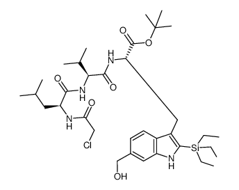 N-(chloroacetyl)-L-leucyl-L-valyl-6-(hydroxymethyl)-2-(triethylsilyl)-L-tryptophan tert-butyl ester结构式