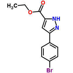 Ethyl 3-(4-bromophenyl)-1H-pyrazole-5-carboxylate Structure