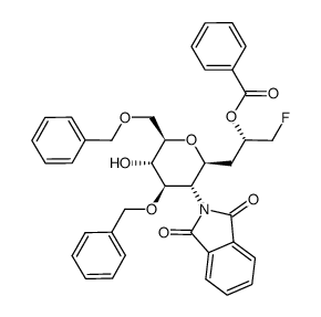 (2S)-3-C-(3,6-di-O-benzyl-2-deoxy-2-phthalimido-β-D-glucopyranosyl)-1-fluoro-2-benzoyloxypropane Structure