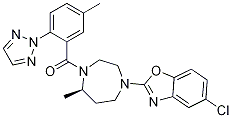 5-氯-2-[(5S)-5-甲基-4-[5-甲基-2-(2H-1,2,3-三唑-2-基)苯甲酰基]-1,4-二氮杂环庚烷-1-基]-1,3-苯并恶唑结构式