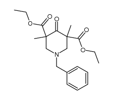 1-benzyl-3,5-dimethyl-4-oxo-piperidine-3,5-dicarboxylic acid diethyl ester Structure