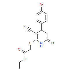 ethyl 2-((4-(4-bromophenyl)-3-cyano-6-oxo-1,4,5,6-tetrahydropyridin-2-yl)thio)acetate Structure