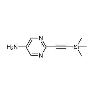 2-(2-三甲基甲硅烷基乙炔基)嘧啶-5-胺结构式