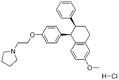 CIS-1-[2-[4-(1,2,3,4-四氢-6-甲氧基-2-苯基-1-萘基)苯氧基]乙基]吡咯烷盐酸盐结构式