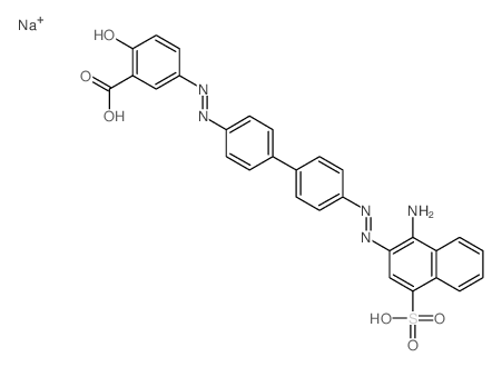 Benzoic acid,5-[2-[4'-[2-(1-amino-4-sulfo-2-naphthalenyl)diazenyl][1,1'-biphenyl]-4-yl]diazenyl]-2-hydroxy-,sodium salt (1:2)结构式