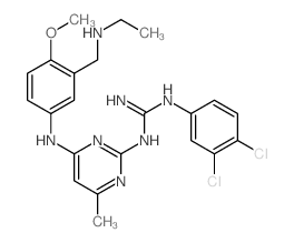 Guanidine, 1-(3, 4-dichlorophenyl)-3-[4-[3-[(ethylamino)methyl]-p-anisidino]-6-meth yl-2-pyrimidinyl]- picture