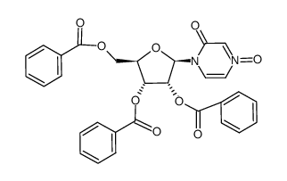 1-(2,3,5-tri-O-benzoyl-β-D-ribofuranosyl)-2(1H)-pyrazinone 4-oxide结构式