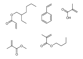 2-甲基-2-丙烯酸与2-甲基-2-丙酸丁酯、苯乙烯、2-丙烯酸-2-乙基己酯和2-甲基-2-丙烯酸甲酯的聚合物结构式