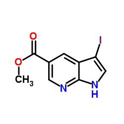 Methyl 3-iodo-1H-pyrrolo[2,3-b]pyridine-5-carboxylate Structure