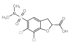 (2R)-6,7-dichloro-5-(dimethylsulfamoyl)-2,3-dihydrobenzofuran-2-carboxylic acid结构式