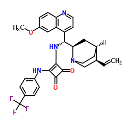 3-[[(9R)-6'-Methoxycinchonan-9-yl]amino]-4-[[4-(trifluoromethyl)phenyl]amino]-3-Cyclobutene-1,2-dione Structure
