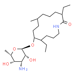 10-[(3-Amino-3,6-dideoxy-α-L-talopyranosyl)oxy]-3,11-diethyl-7-methyl-1-azacyclotetradecan-2-one结构式
