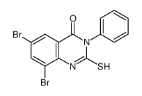 6,8-dibromo-3-phenyl-2-sulfanylidene-1H-quinazolin-4-one结构式