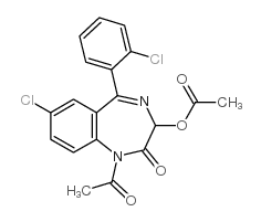 1-乙酰基-3-(乙酰氧基)-7-氯-5-(2-氯苯基)-1,3-二氢-2H-1,4-苯并二氮杂卓-2-酮结构式