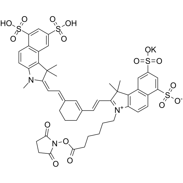 磺化花青素Cy7.5活性脂, 磺酸基-Cy7.5-N-羟基琥珀酰亚胺酯结构式