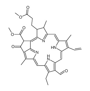 dimethyl [3S-(3α,4β,21β)]-21-carboxylato-14-ethyl-13-formyl-4,8,18-trimethyl-20-oxo-9-vinylphorbine-3-propionate structure