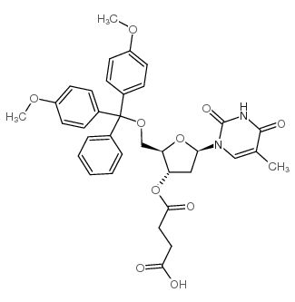 5'-O-(4,4'-Dimethoxytrityl)-thymidine-3'-O-succinic acid structure